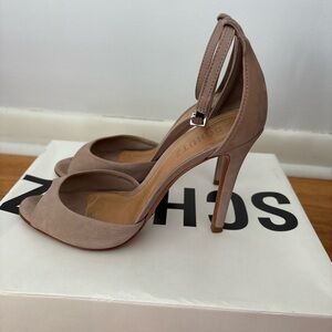 SCHUTZ Beige Peep-Toe Heels